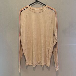Marine Layer Beige Long Sleeve Shirt with Striped Accents L/XL
